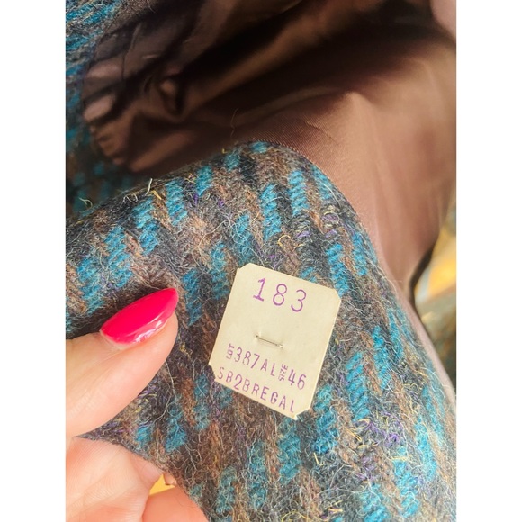 80s DEADSTOCK Designer Calvin Klein Teal Tweed Woven Wool Blend Blazer Coat NWT - Picture 4 of 8